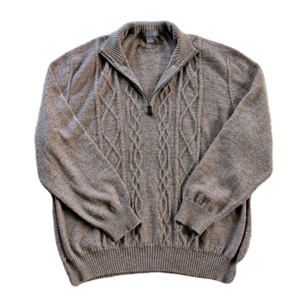 Daniel Cremieux‎ XL Signature Collection 100 Alpaca 1/4 Zip Sweater Brown Mens